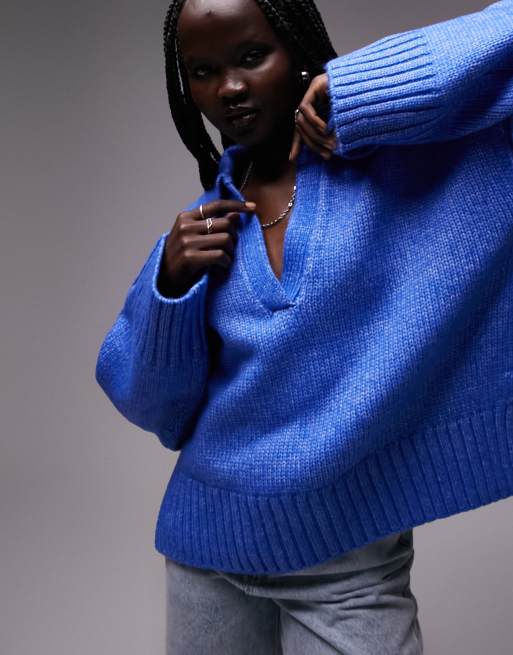 Blue cropped clearance sweater