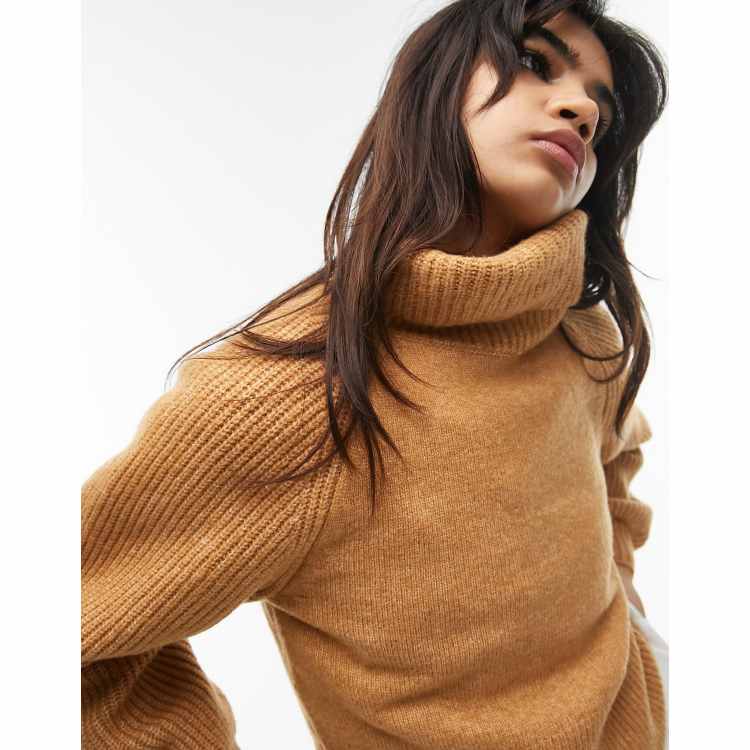 Camel roll store neck jumper womens