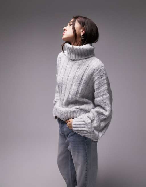 Grey Turtleneck Sweaters for Women