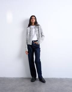 Model wearing Knitted salt and pepper cardigan