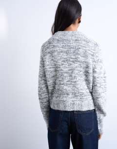Model wearing Knitted salt and pepper cardigan