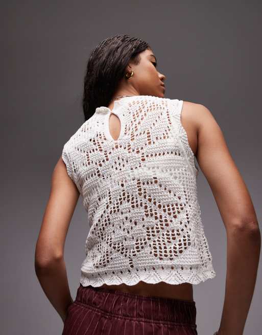 トップス euw wave design knit tank-top / ivory wave design knit tank-top / ivory