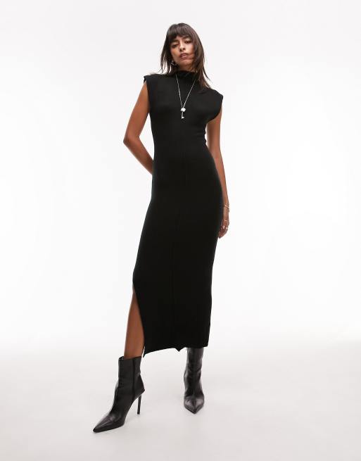 Topshop black store midi dress