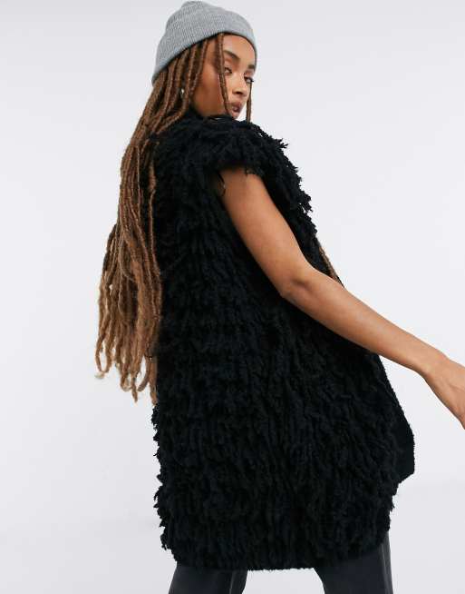Black 2025 shaggy vest