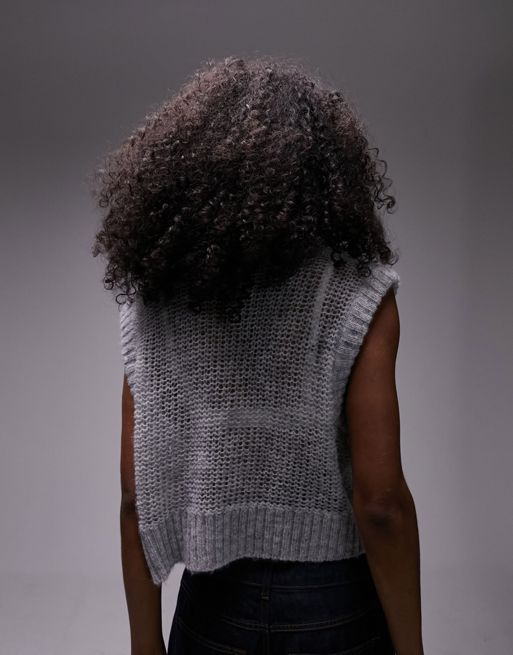 Topshop knitted sheer tank in grey