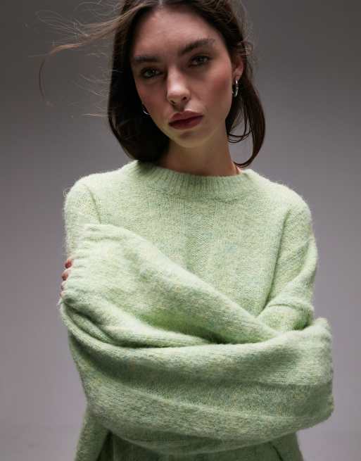 Green sale fluffy jumper