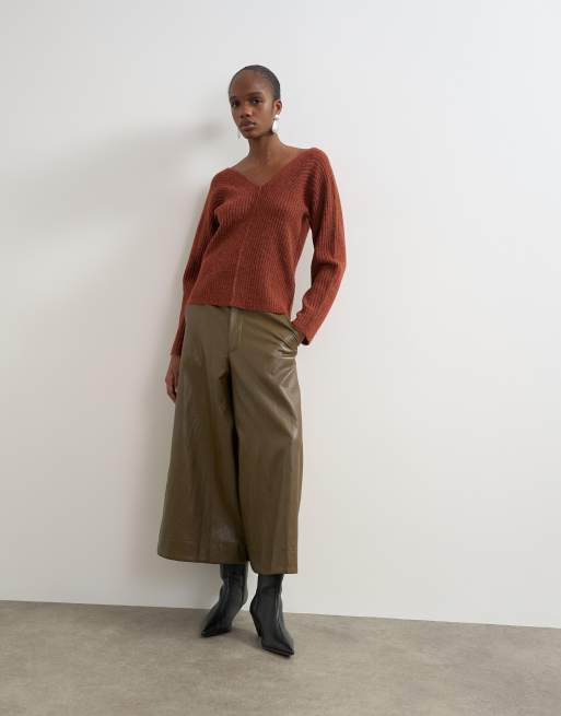 Topshop knitted slouchy rib jumper in cinnamon, 2 of 4