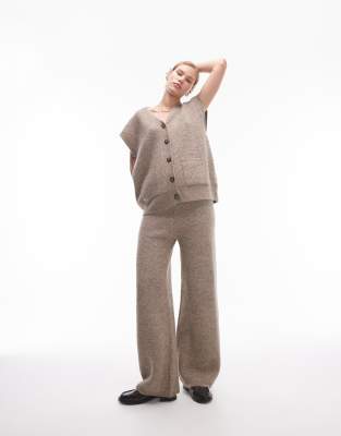 knitted square knit pants in oat - part of a set-Neutral