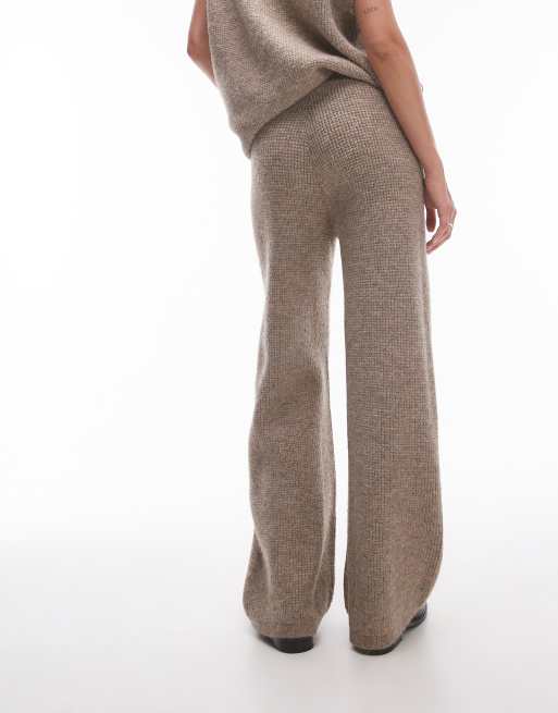 Topshop knitted square knit pants in oat - part of a set | ASOS