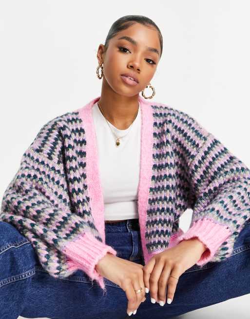 Knitted on sale pink cardigan