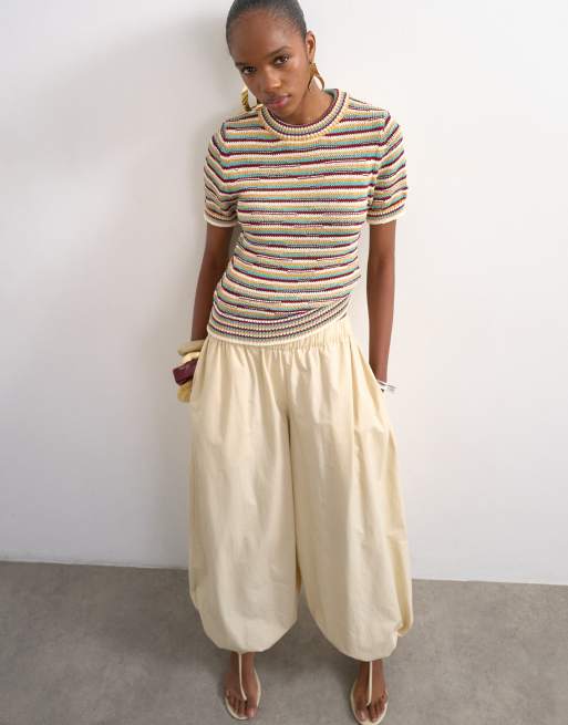 Topshop knitted stripe co-ord top in multi, 4 of 4