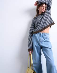 Knitted stripe collar jumper