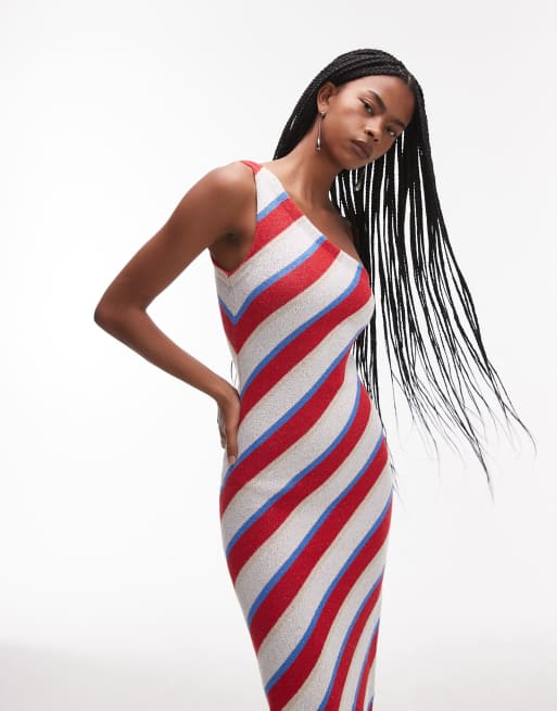New One-Shoulder Stitching Stripe Bodycon