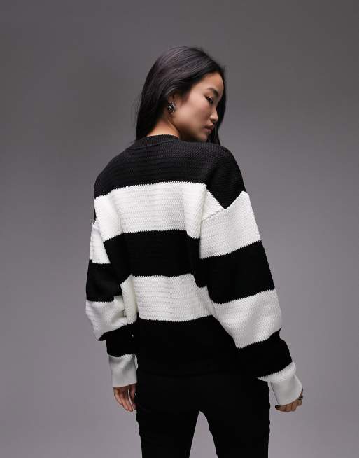 Topshop black sale and white jumper