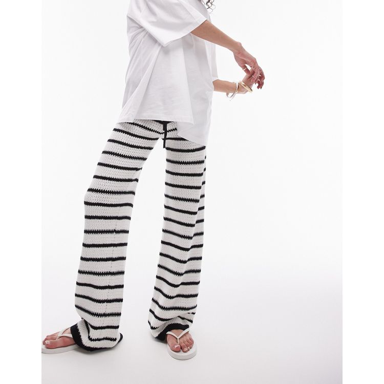 Topshop knitted stripe pants in black and white | ASOS