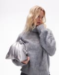 [Topshop] Topshop knitted super fluffy roll neck oversized jumper in multi XS MULTI