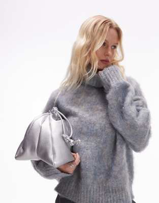 Topshop Knitted Super Fluffy Roll Neck Oversized Sweater In Multi