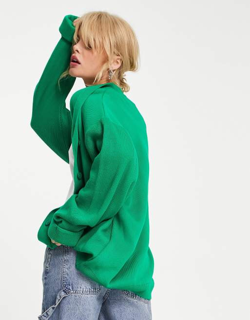 ASOS DESIGN oversized cardigan with pockets in green