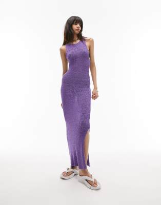 Topshop Tarn Yarn Sleeveless Sweater Tank Dress In Purple