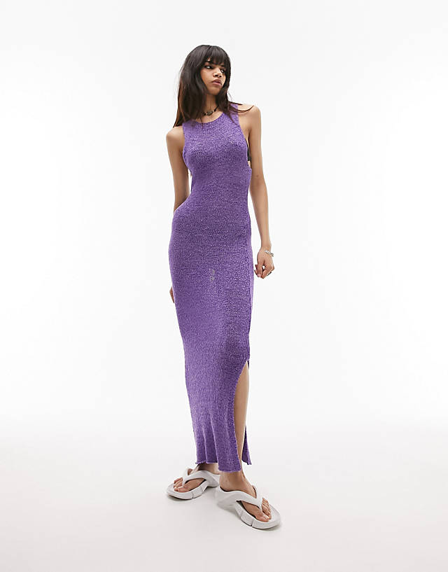 Topshop - knitted tape yarn dress in purple