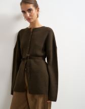 Topshop knitted tie back all needle cardigan in brown