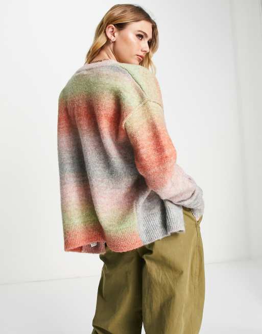 Topshop knitted tie dye cardigan in multi