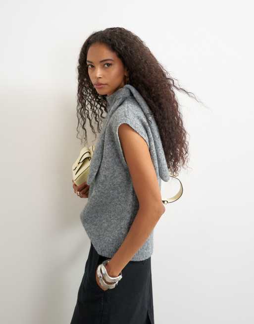 Topshop knitted tie neck top, 3 of 4