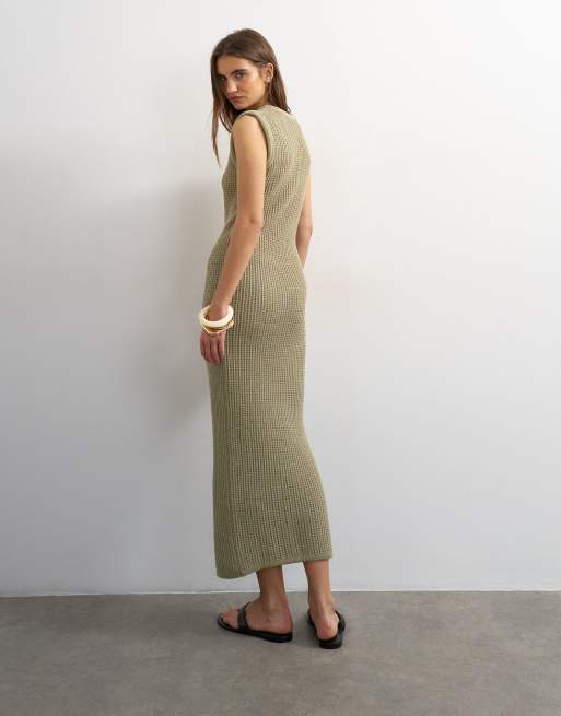 topshop knitted midi dress Topshop Knitted Sweetheart Midi Dress In Black