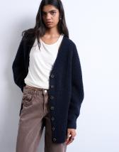 Topshop knitted ultimate boyfriend cardigan in Navy