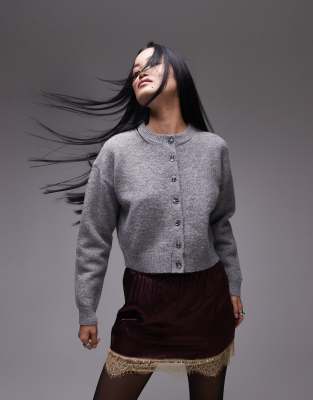 knitted ultimate micro cardi in gray