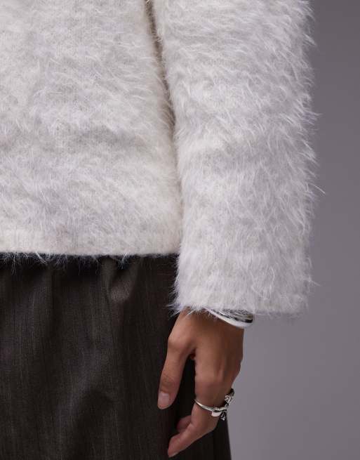 Topshop white fluffy jumper hotsell