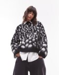 [Topshop] Topshop knitted ultra fluffy relaxed jumper in mono spot-Multi S MULTI