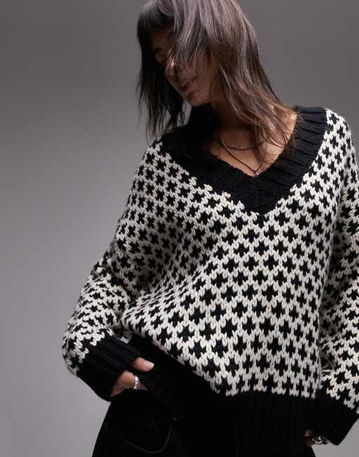 Topshop check pattern sweater sale