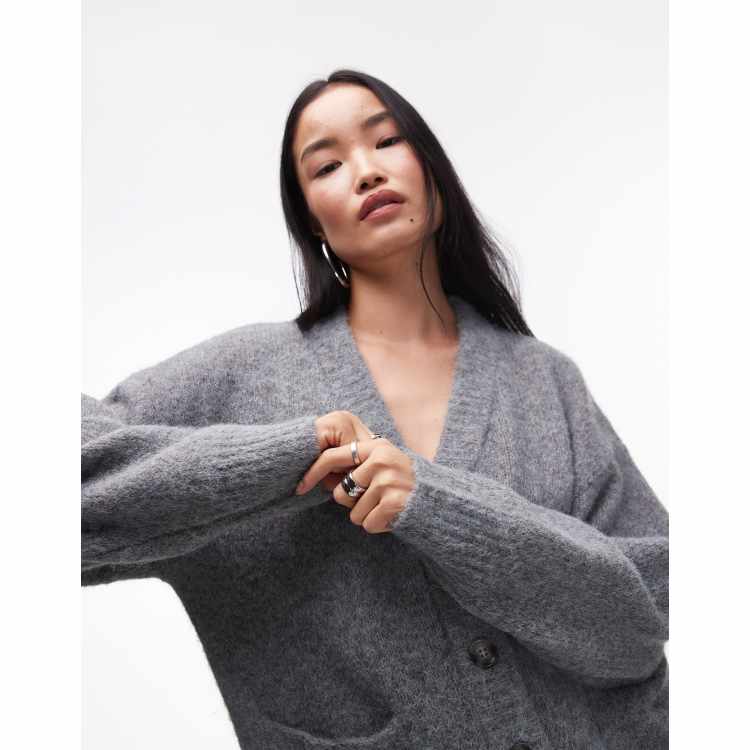 Oversized Sweater Heavy Sweater Coat Topshop Knitted V-neck Fluffy