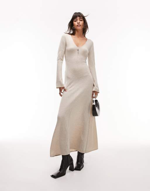 Flute sleeve maxi clearance dress