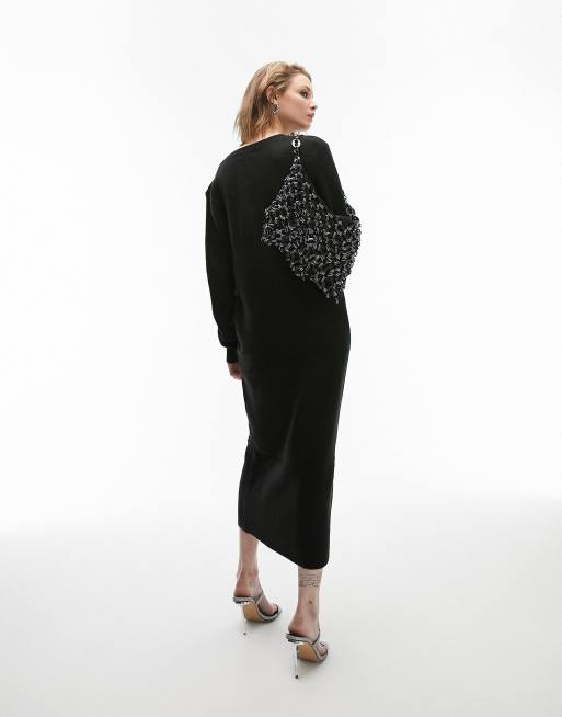 topshop black jumper dress Zapakasa Women Black Long Prom Dress Sparkly Sequin Mermaid Evening Dress  With Slit