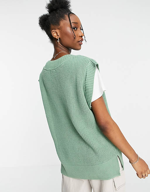 Women Topshop knitted v neck tank in pst 