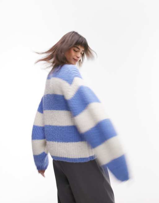 Blue white outlet striped jumper