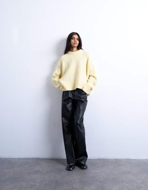 Topshop knit wool blend fluffy ultimate sweater in buttermilk