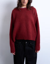 Topshop knitted wool blend fluffy ultimate jumper in red