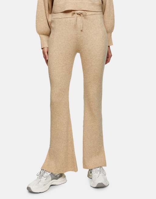 Topshop slinky flared trousers in khaki