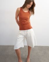 Topshop knot detail ruched side tank in brown