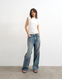 Model wearing Knot detail tee in white
