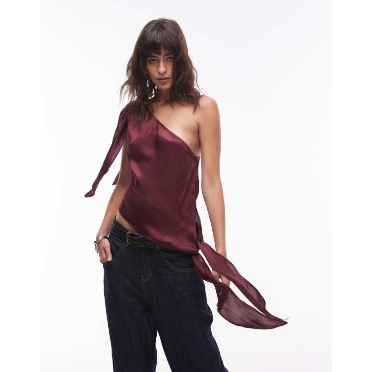 【新品】sheller one shoulder ribbon tops one shoulder ribbon tops – shéller / シェリエ