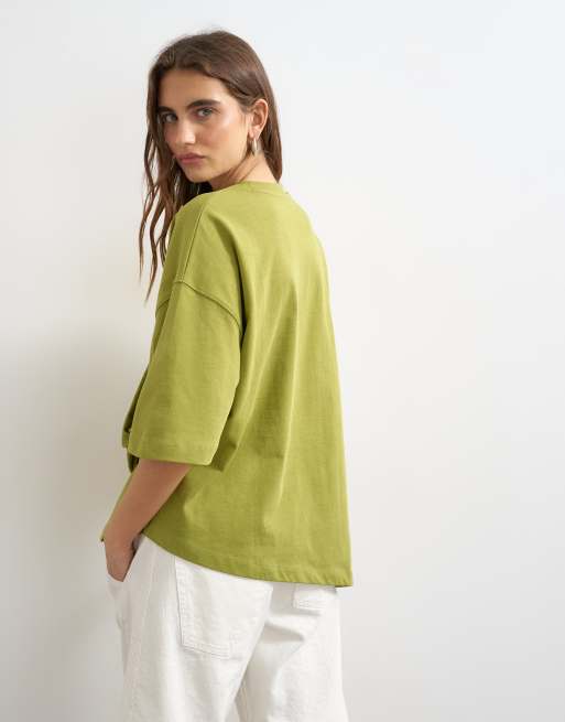 Topshop knot twist t-shirt in green, 2 of 4