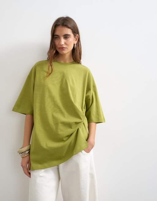 Topshop knot twist t-shirt in green, 4 of 4