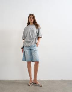 Knot twist t-shirt in grey marl
