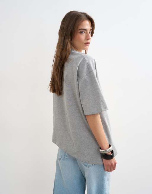 Topshop knot twist t-shirt in grey marl, 4 of 4