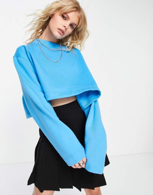Topshop – Kobaltowa krótka bluza dresowa 