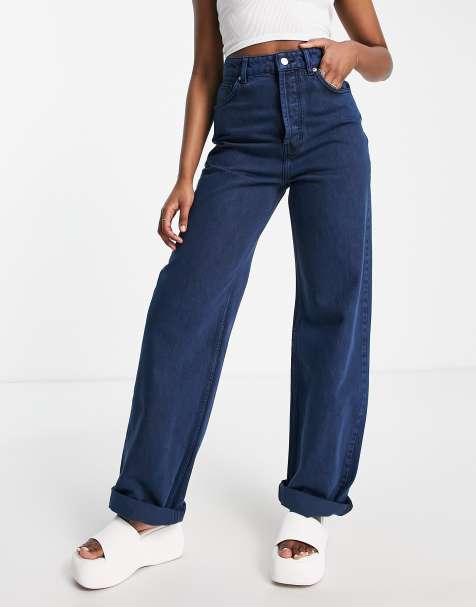 Topshop – Kobaltowoniebieskie jeansy oversize mom fit - view 1